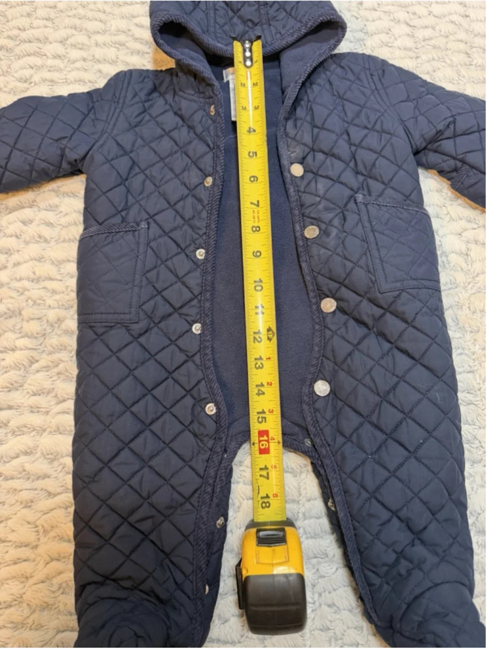 Polo Ralph Lauren Quilted Hooded Snowsuit Navy 6 Months Snap Front